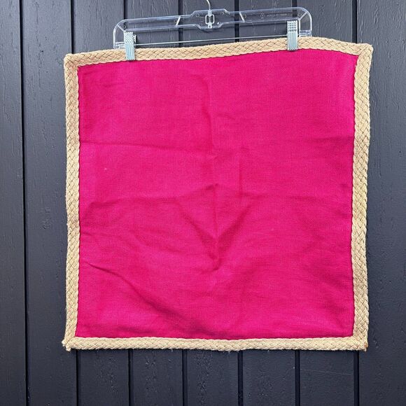Pottery Barn 20x20 Magenta Pink Linen Pillow Cover with Jute Braided 3 Available - Picture 1 of 6